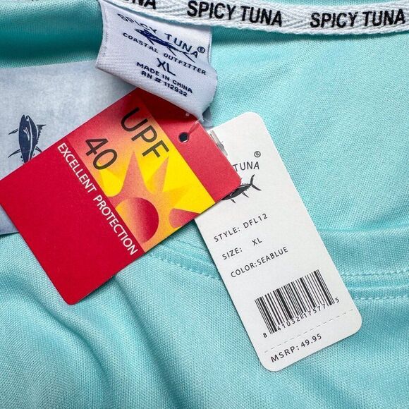 NEW Spicy Tuna St Pete Beach Shirt Men XL‎ Blue Performance Fishing Tee NWT $50 - Picture 10 of 15
